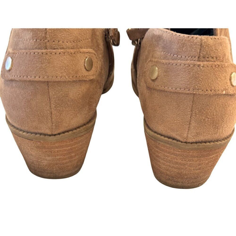 Dr. Scholls Tan Perforated Low Heel Booties/Ankle Boots EUC Sz 7 Cushioned Sole - Picture 4 of 8